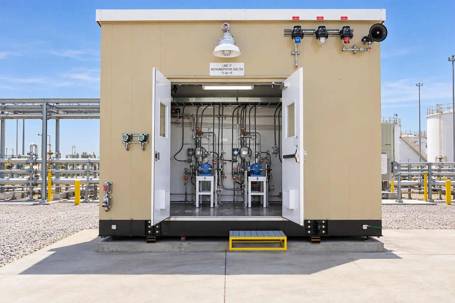 Climate-controlled analyzer building housing a complete Welker crude oil sampling and mixing system